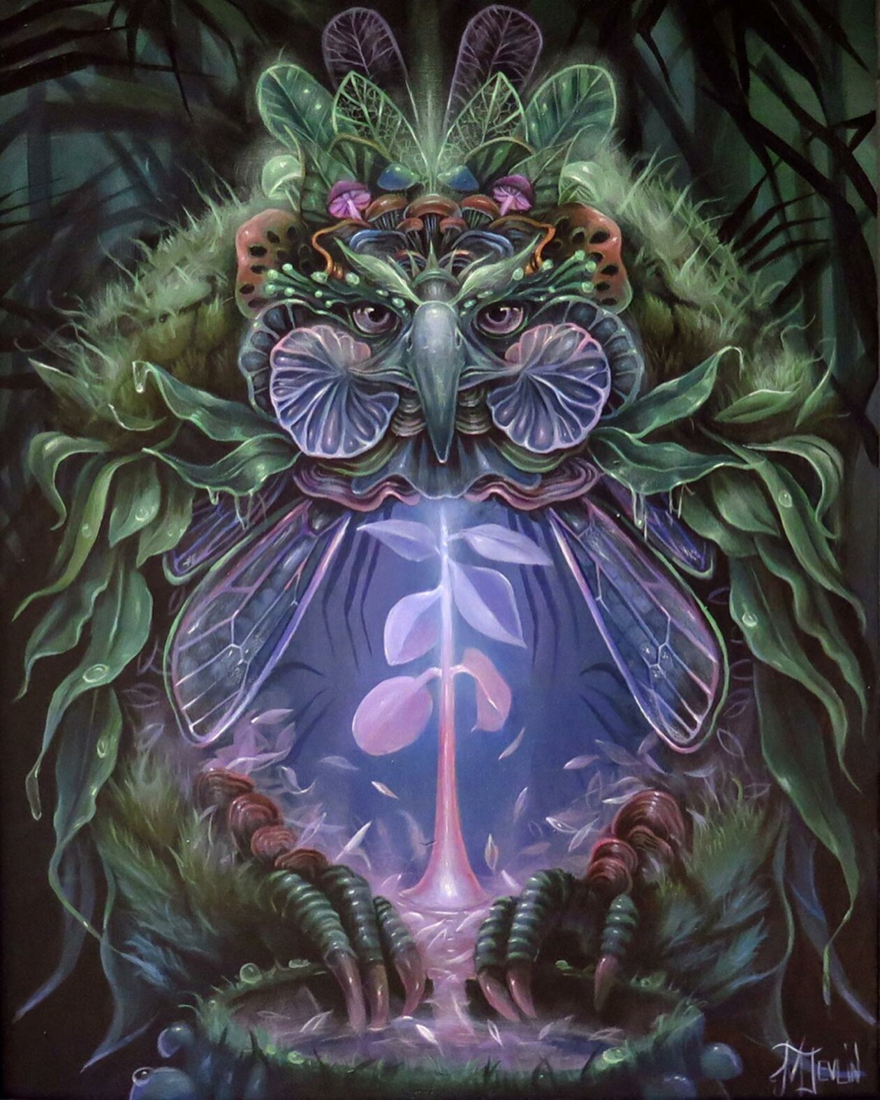 Surrealistic Portrait Paintings Of Animals Composed Of Translucent Botanics By Molly Devlin (11)