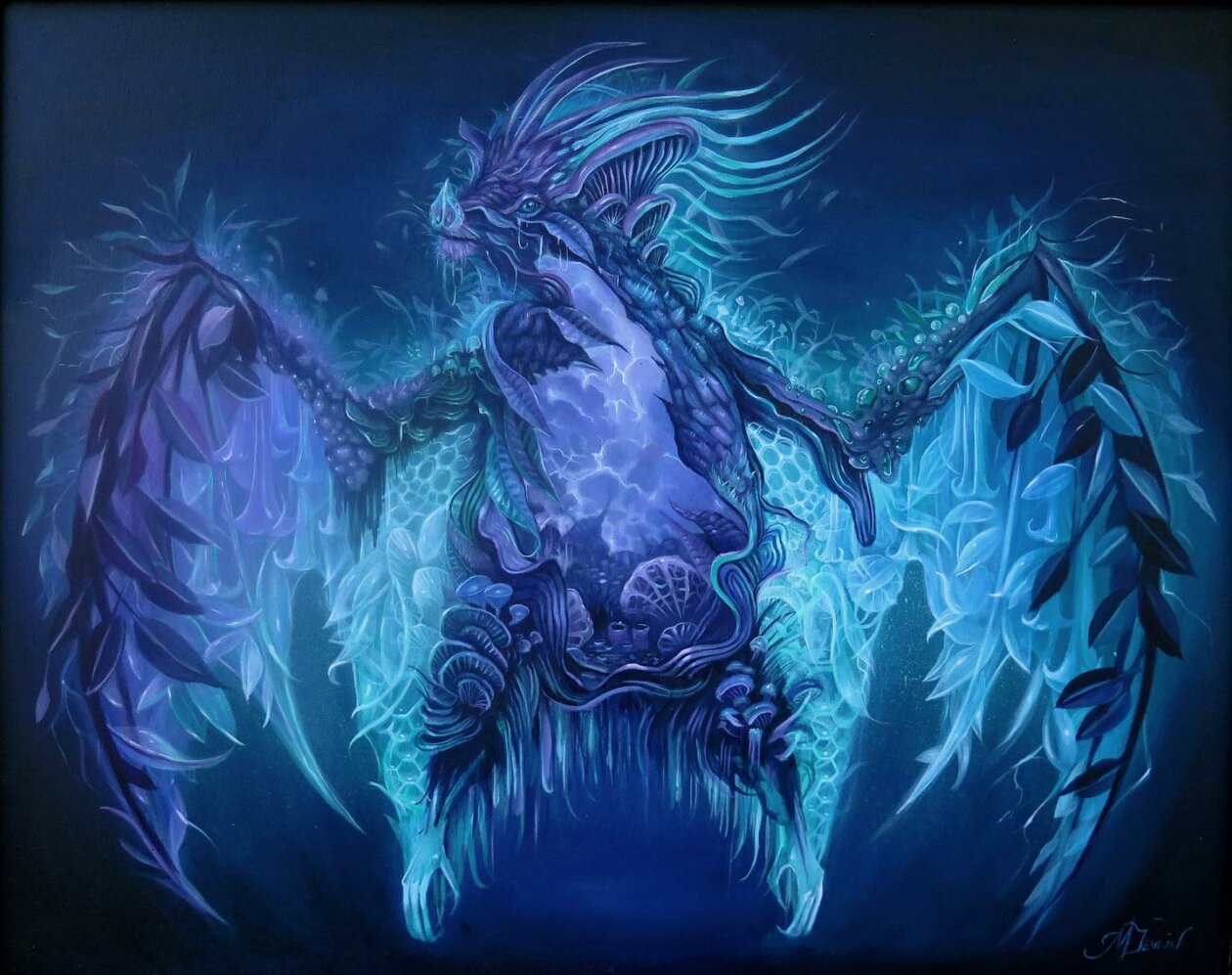 Surrealistic Portrait Paintings Of Animals Composed Of Translucent Botanics By Molly Devlin (14)