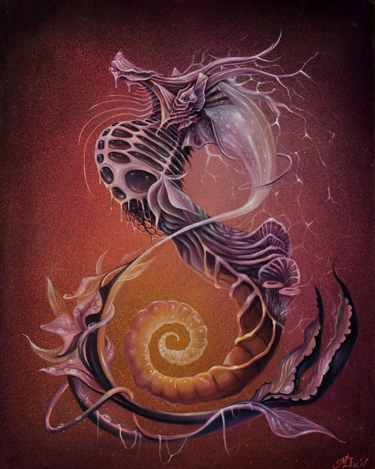 Surrealistic Portrait Paintings Of Animals Composed Of Translucent Botanics By Molly Devlin (17)