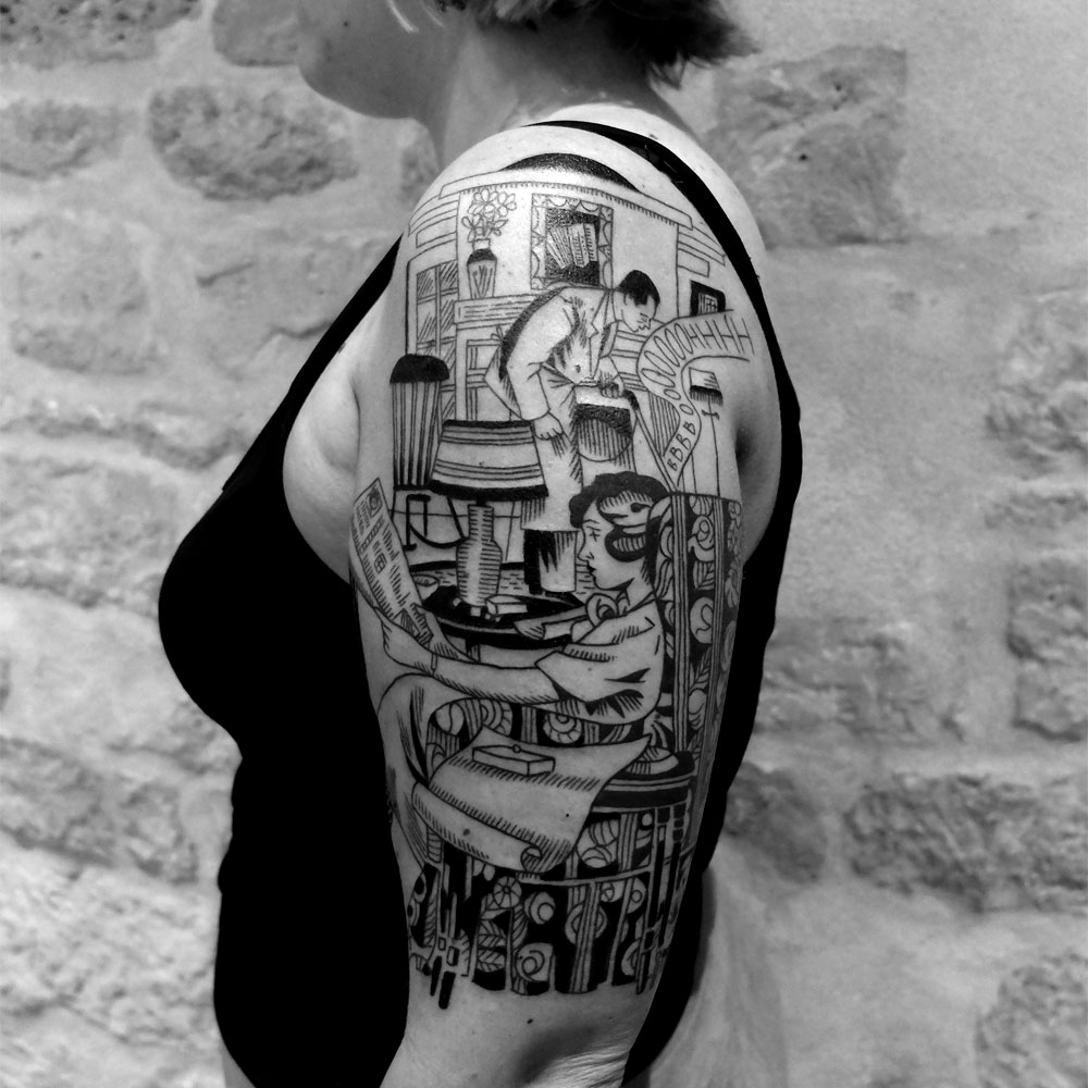 Black And White Cartoon Tattoos By Sixo Santos (3)