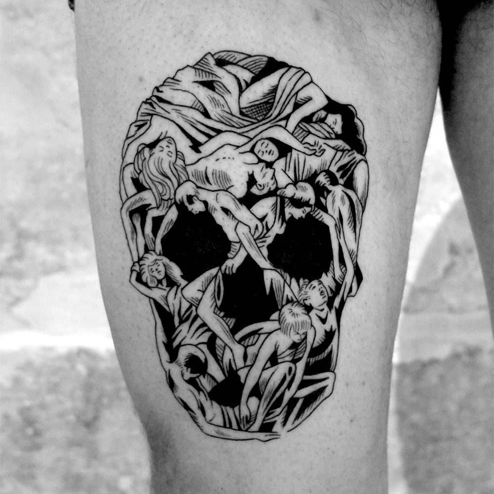 Black And White Cartoon Tattoos By Sixo Santos (4)
