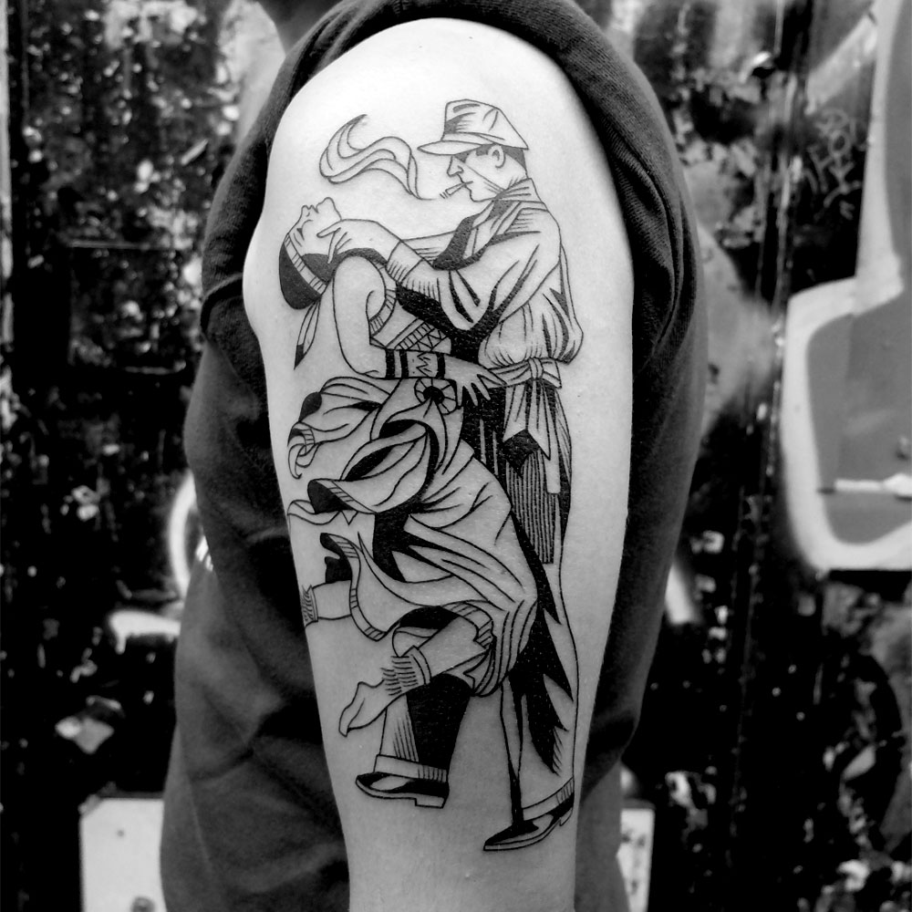 Black And White Cartoon Tattoos By Sixo Santos (5)