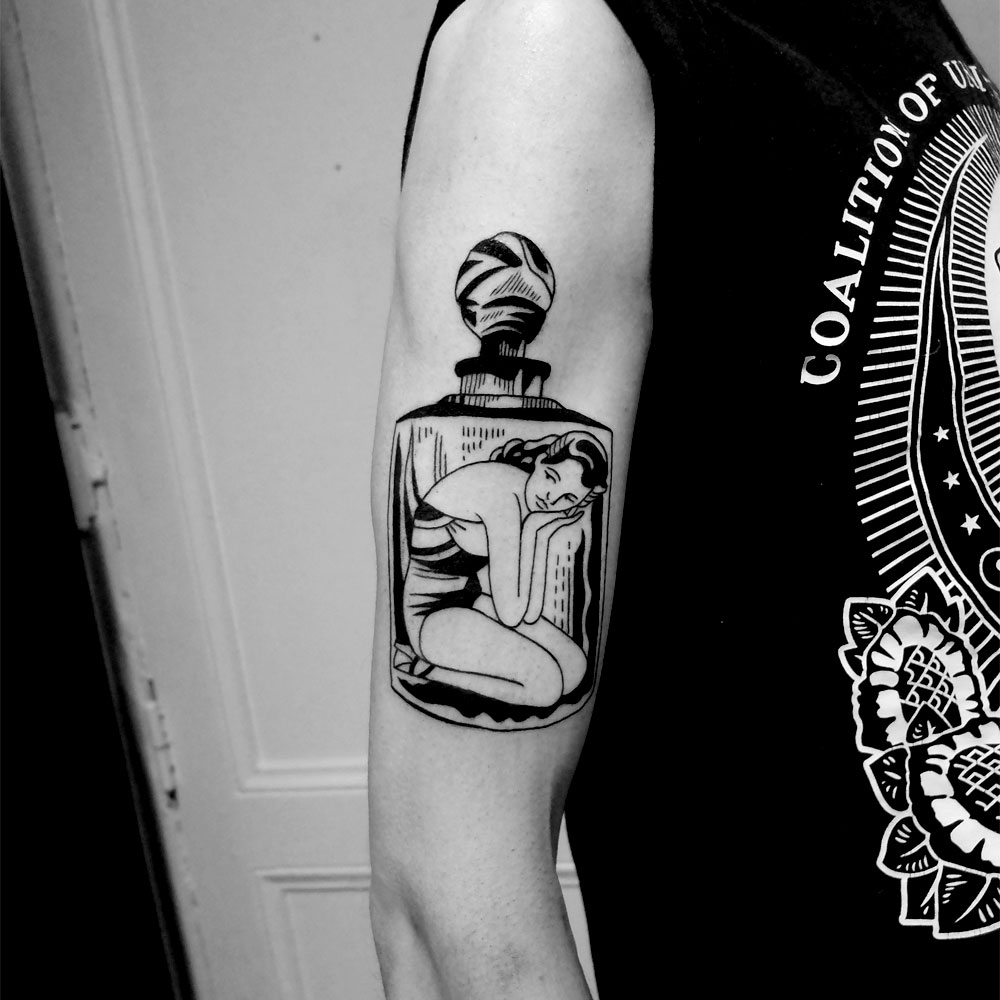 Black And White Cartoon Tattoos By Sixo Santos (7)