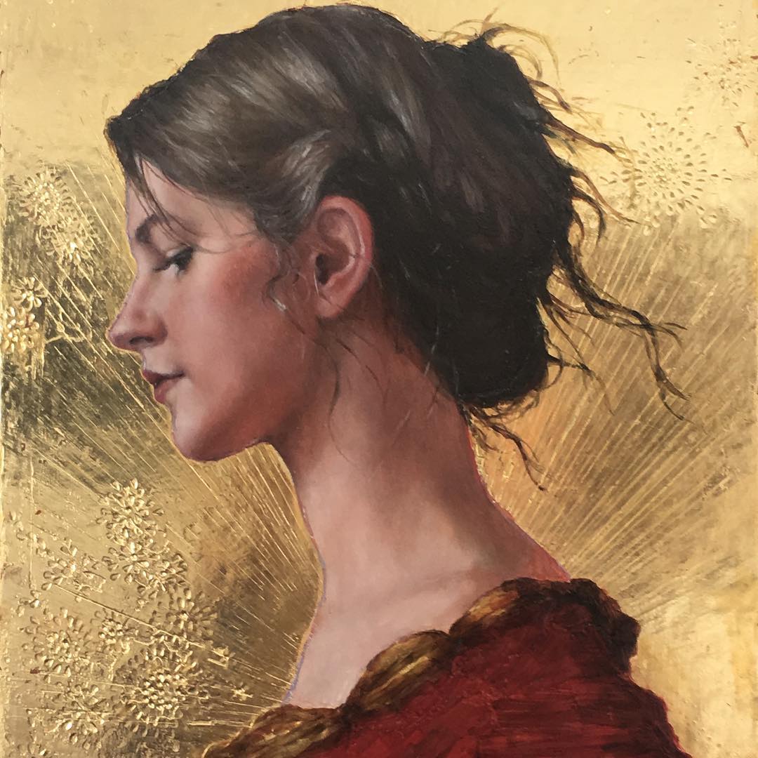 Realistic Figurative Paintings With Gold Ornaments By Stephanie Rew (1)