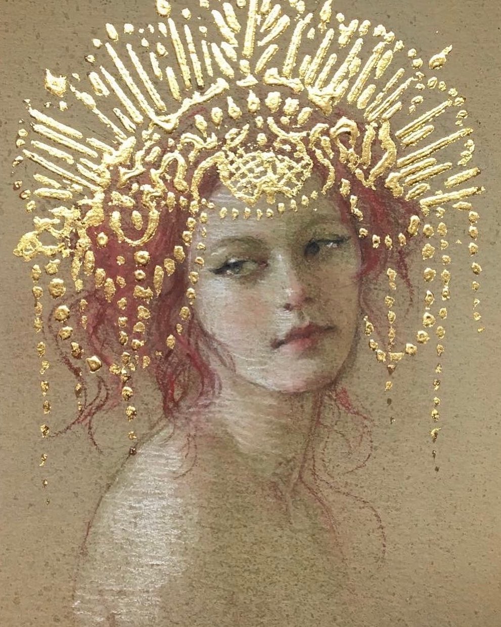 Realistic Figurative Paintings With Gold Ornaments By Stephanie Rew (10)