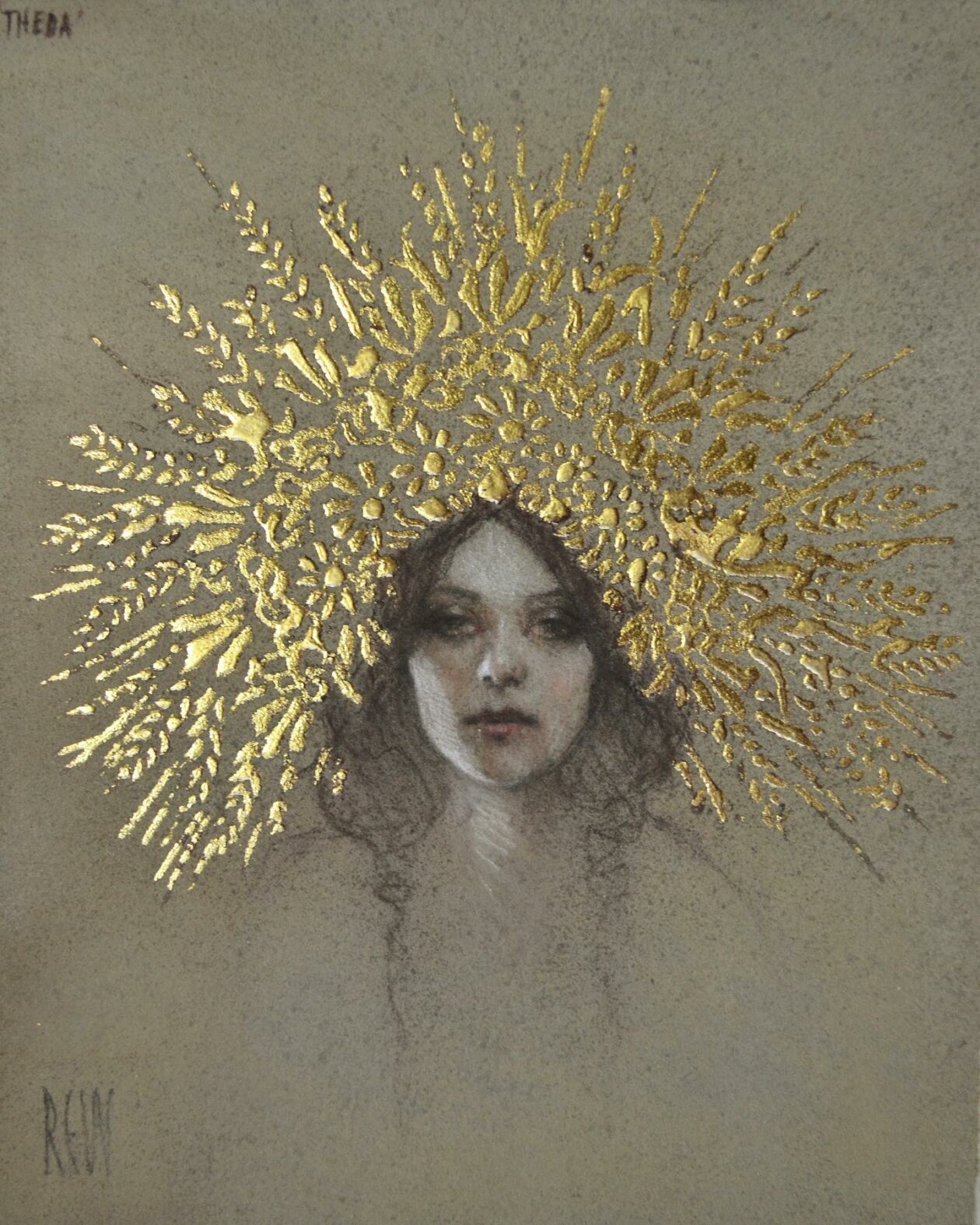 Realistic Figurative Paintings With Gold Ornaments By Stephanie Rew (18)