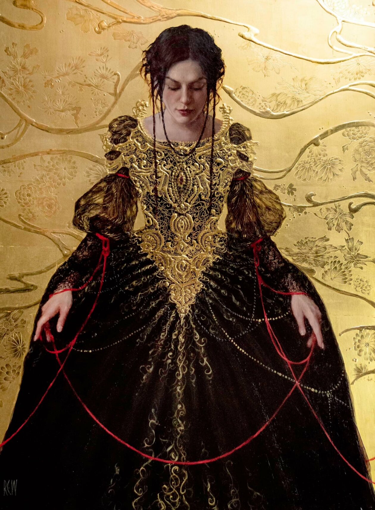 Realistic Figurative Paintings With Gold Ornaments By Stephanie Rew (23)