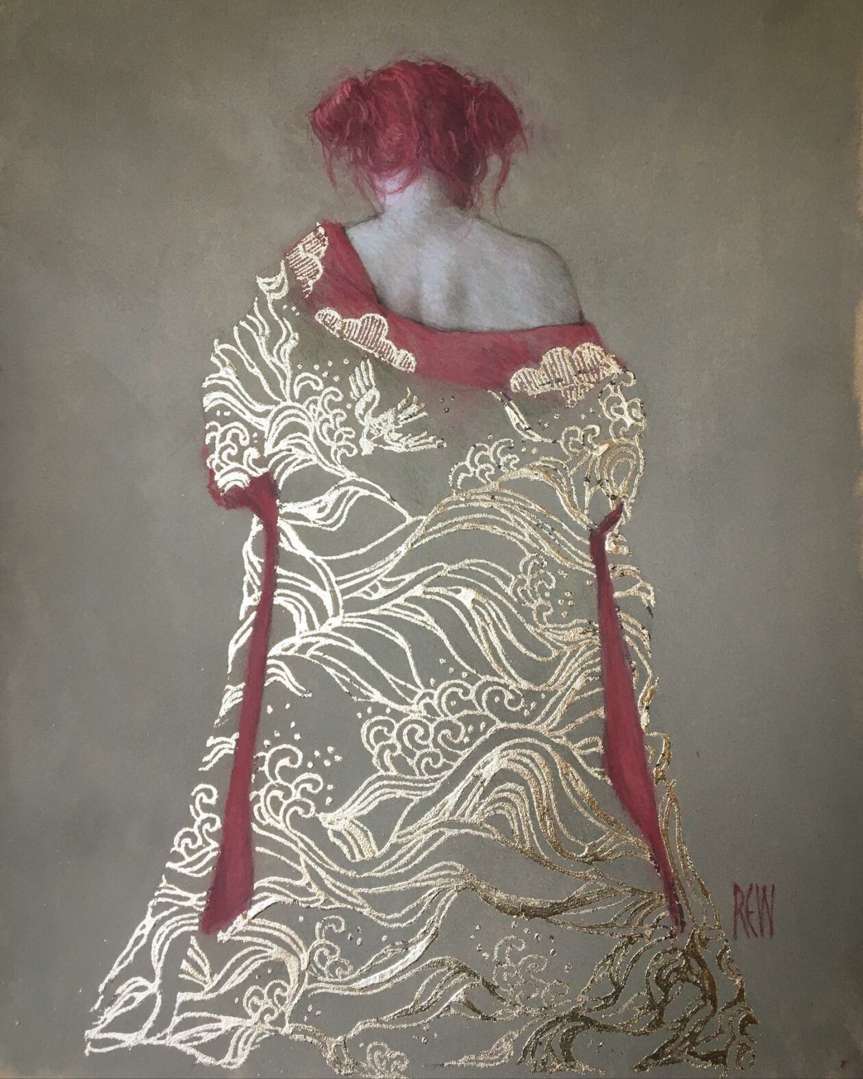 Realistic Figurative Paintings With Gold Ornaments By Stephanie Rew (4)