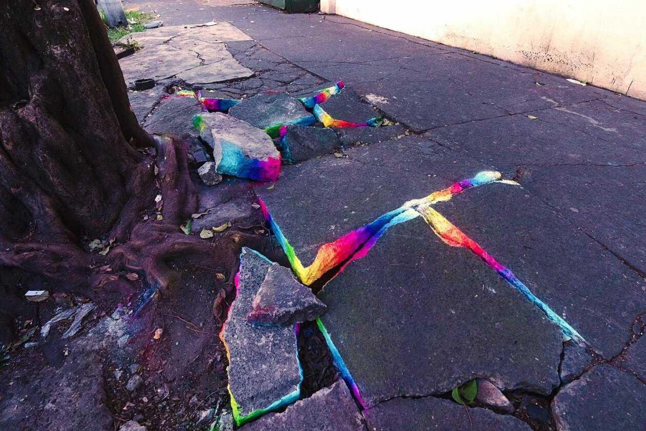Vibrant Interventions Painted On Cracked Sidewalks By Xomatok (1)