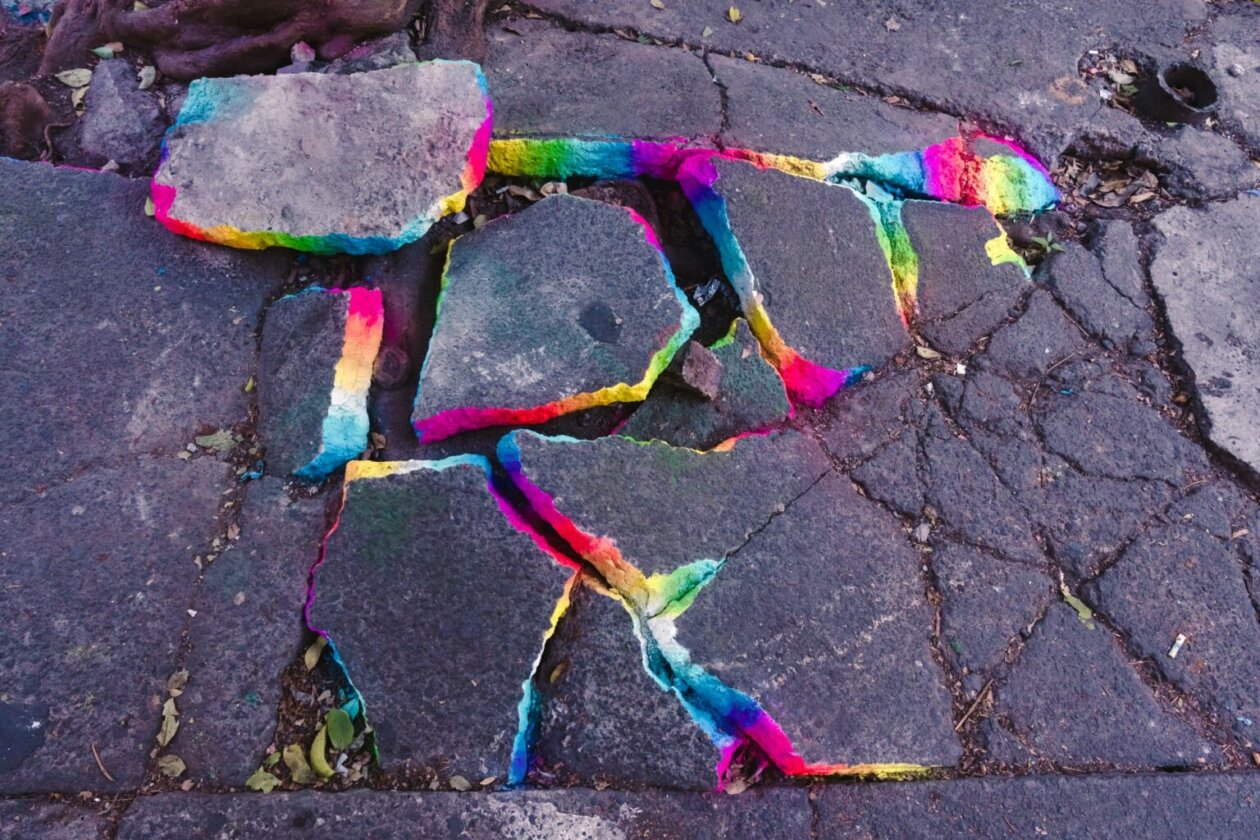 Vibrant Interventions Painted On Cracked Sidewalks By Xomatok (12)
