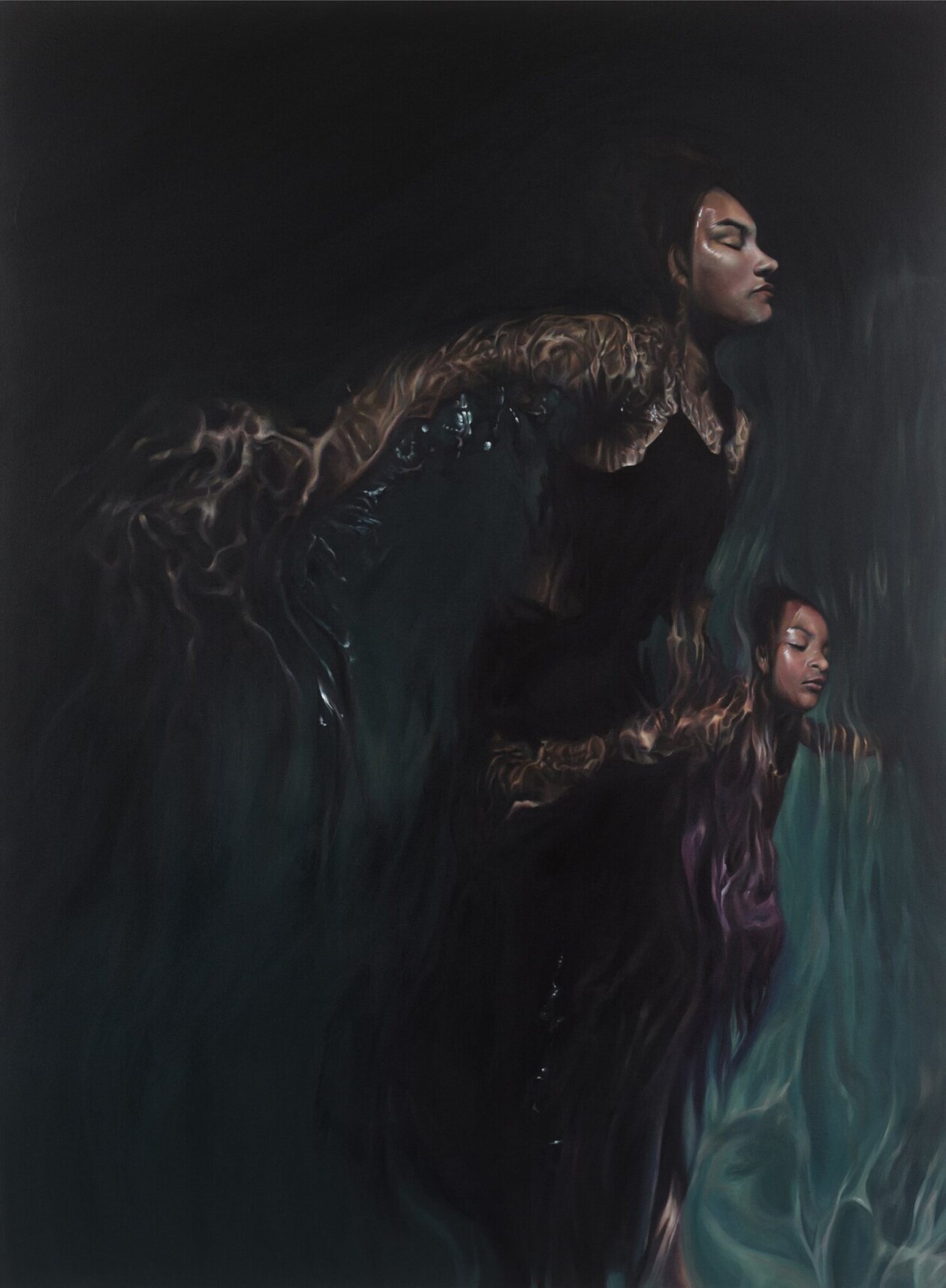 Photorealistic Paintings Of Contemplative And Serene Swimmers By Calida Rawles (10)