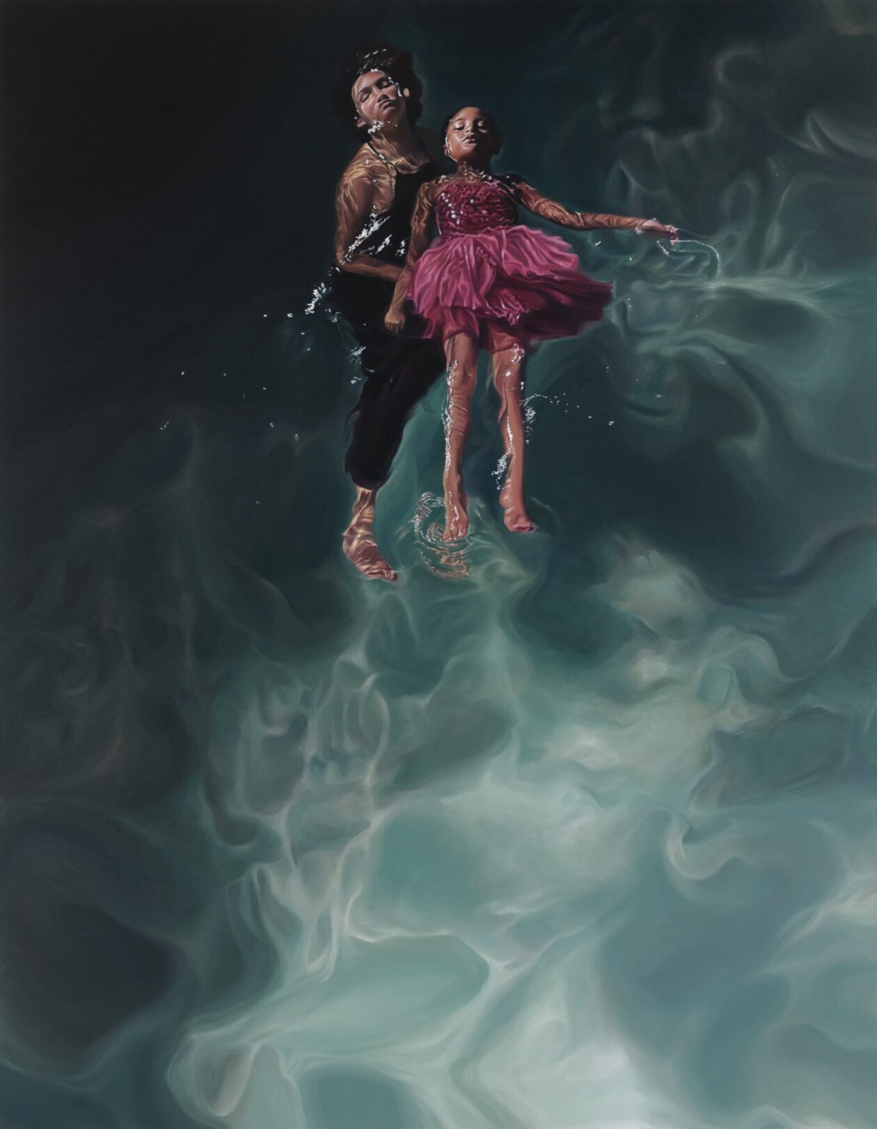 Photorealistic Paintings Of Contemplative And Serene Swimmers By Calida Rawles (14)