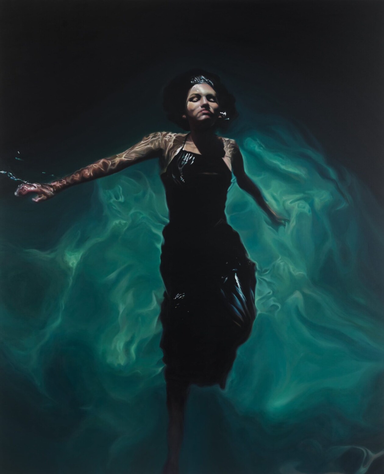 Photorealistic Paintings Of Contemplative And Serene Swimmers By Calida Rawles (15)