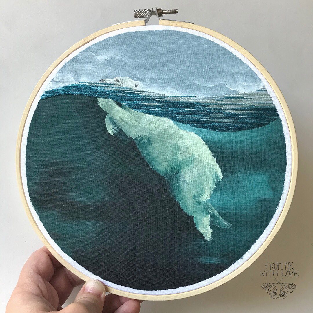 Painting And Embroidery Combined To Make Stunning Mixed Media Animal And Natural Landscape Artworks By Mk Metten (10)