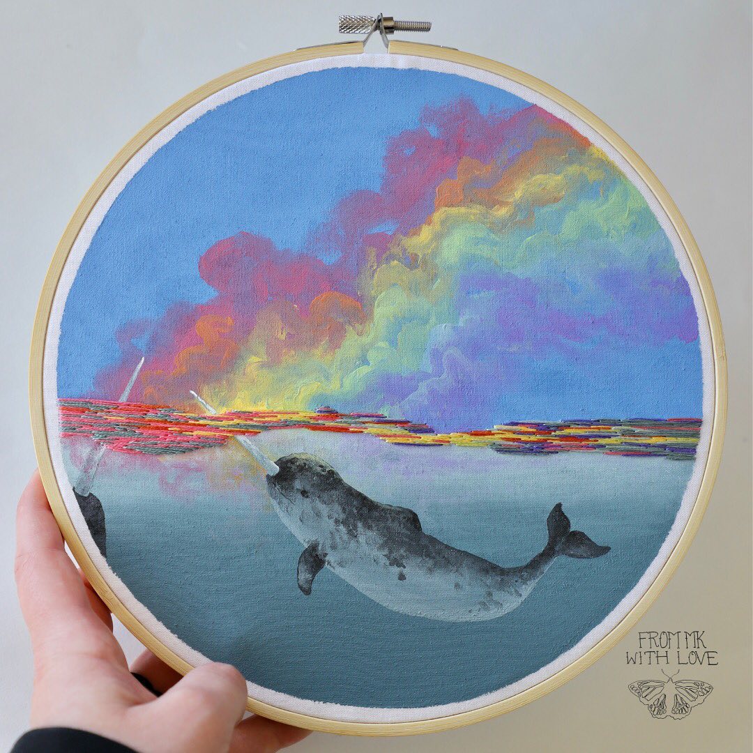 Painting And Embroidery Combined To Make Stunning Mixed Media Animal And Natural Landscape Artworks By Mk Metten (5)