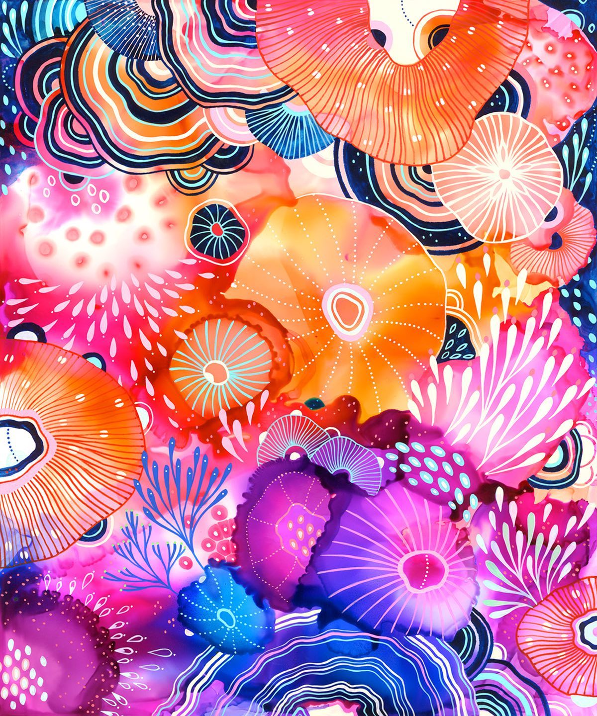 Flaring Mixed Media Paintings Of Dreamy Aquatic Ecosystems By Yellena James (13)