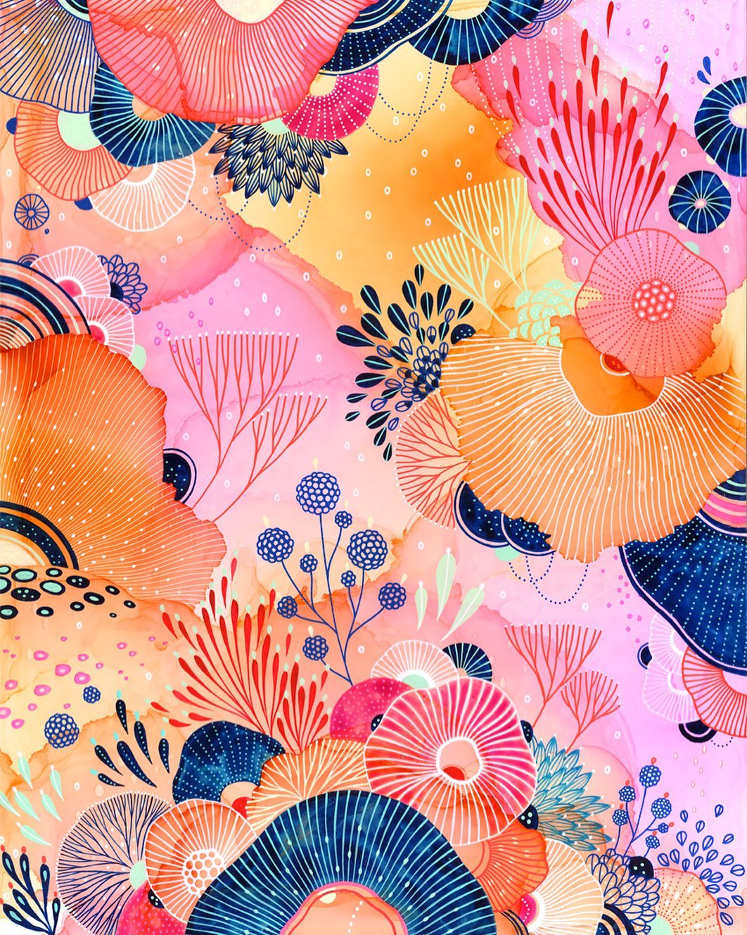 Flaring Mixed Media Paintings Of Dreamy Aquatic Ecosystems By Yellena James (15)