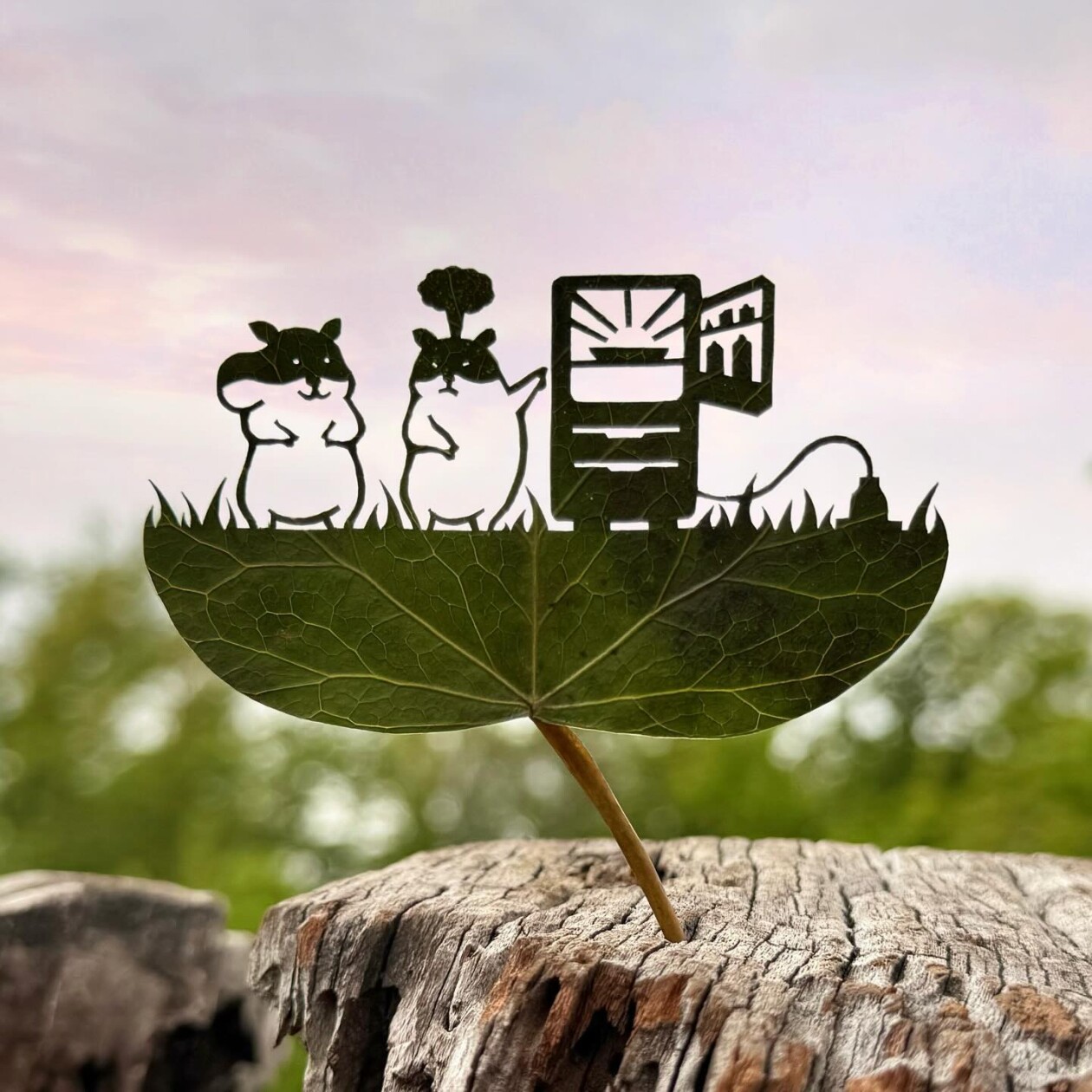 Japanese Artist Lito Meticulously Hand Carves Intricate Scenes Into Leaves (19)