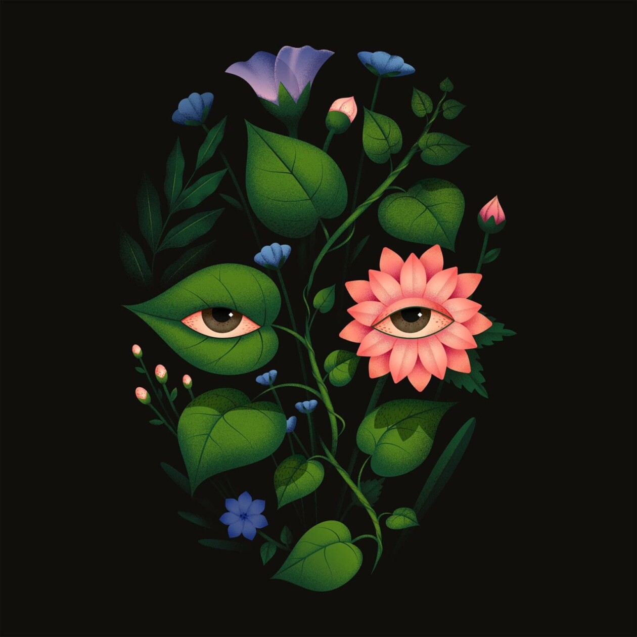 Marvelous Surrealistic Illustrations Of Eyes Peering From Plants And Animals By Ana Miminoshvili (13)