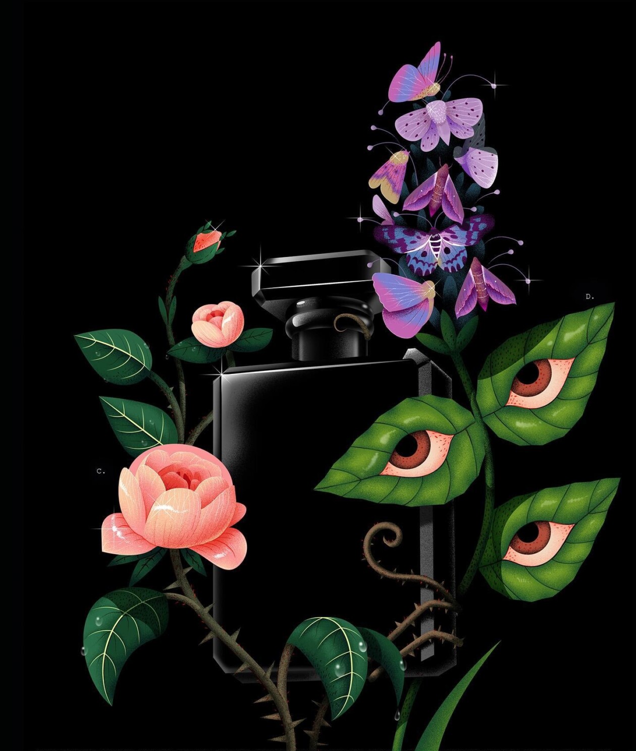 Marvelous Surrealistic Illustrations Of Eyes Peering From Plants And Animals By Ana Miminoshvili (7)