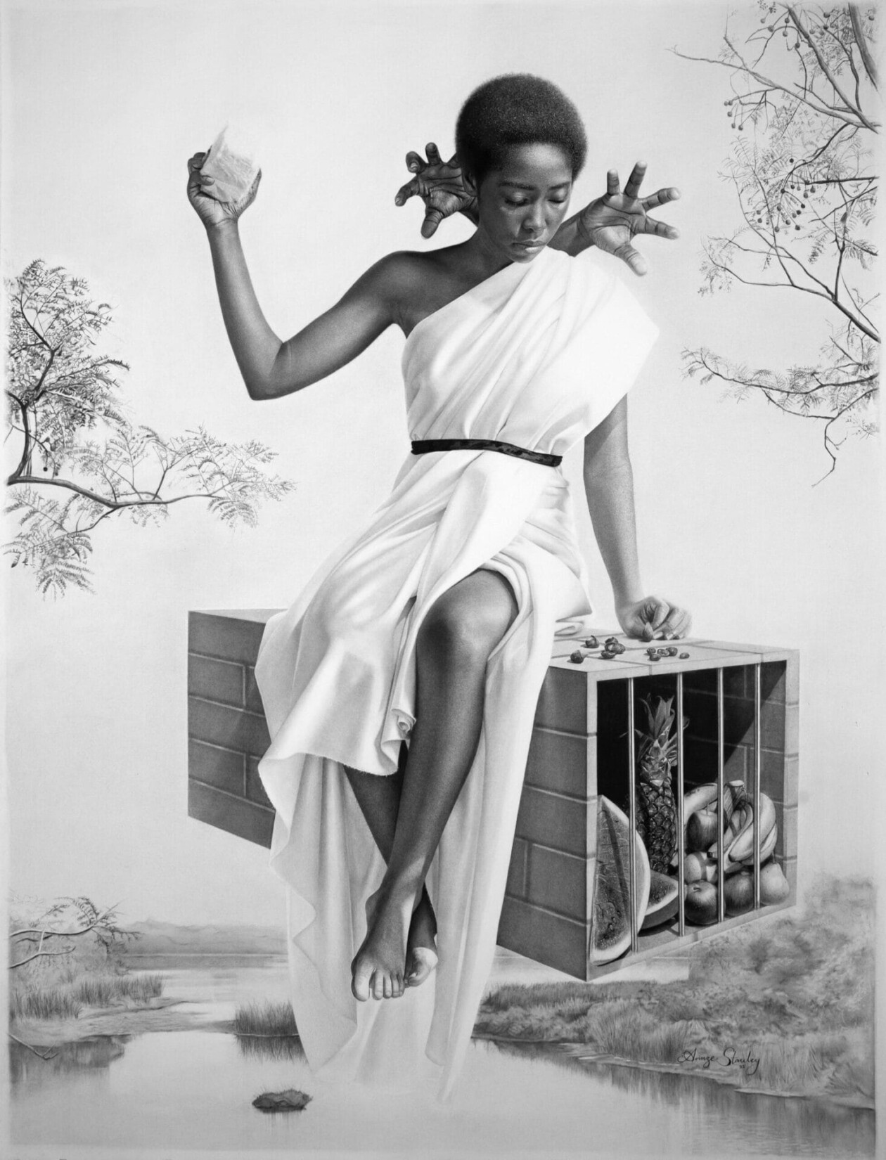 Hyperrealistic Black And White Pencil Drawings Of Arinze Stanley (16)