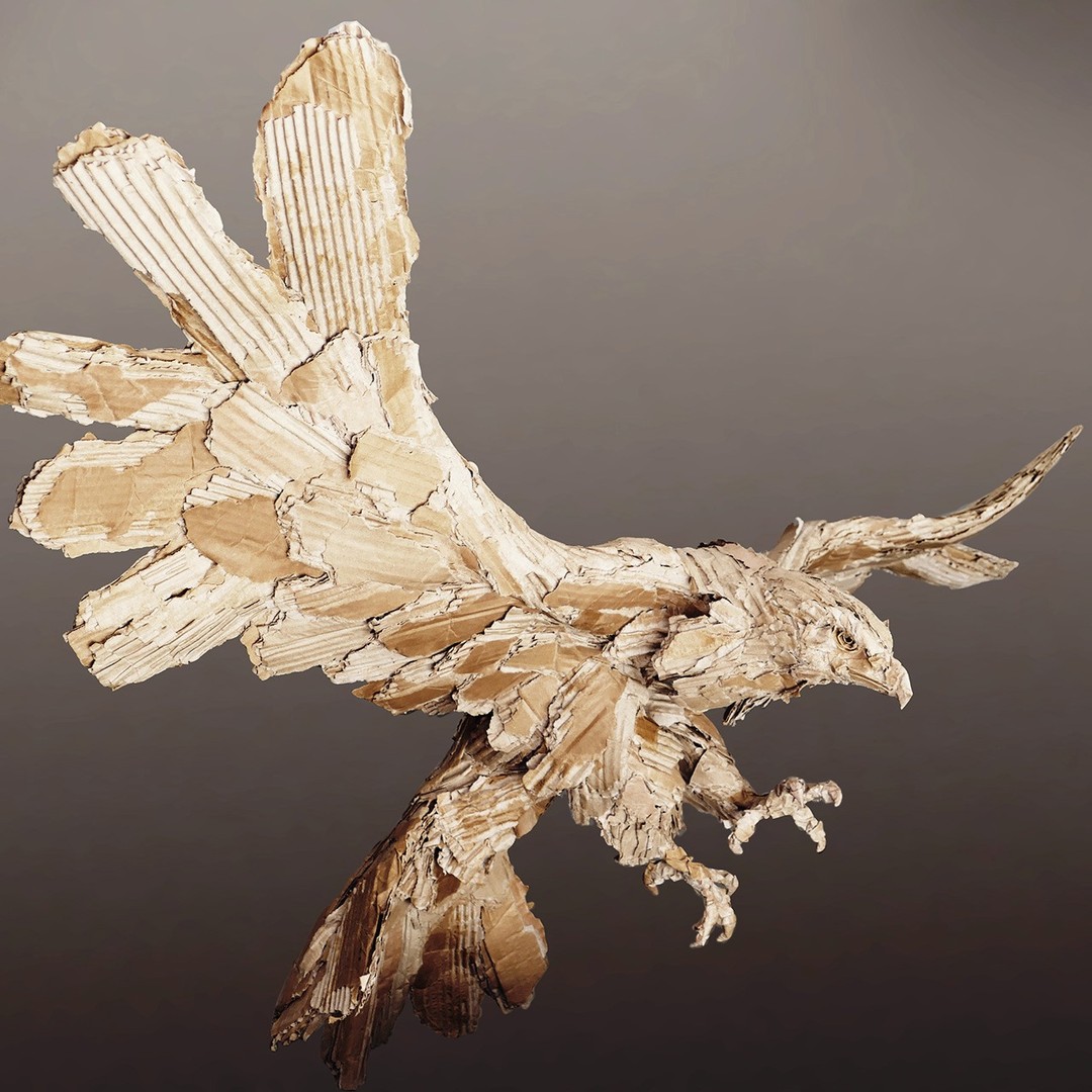 Cardboard Wonders, Olivier Bertrand’s Sustainable Lifelike Animal Sculptures (3)