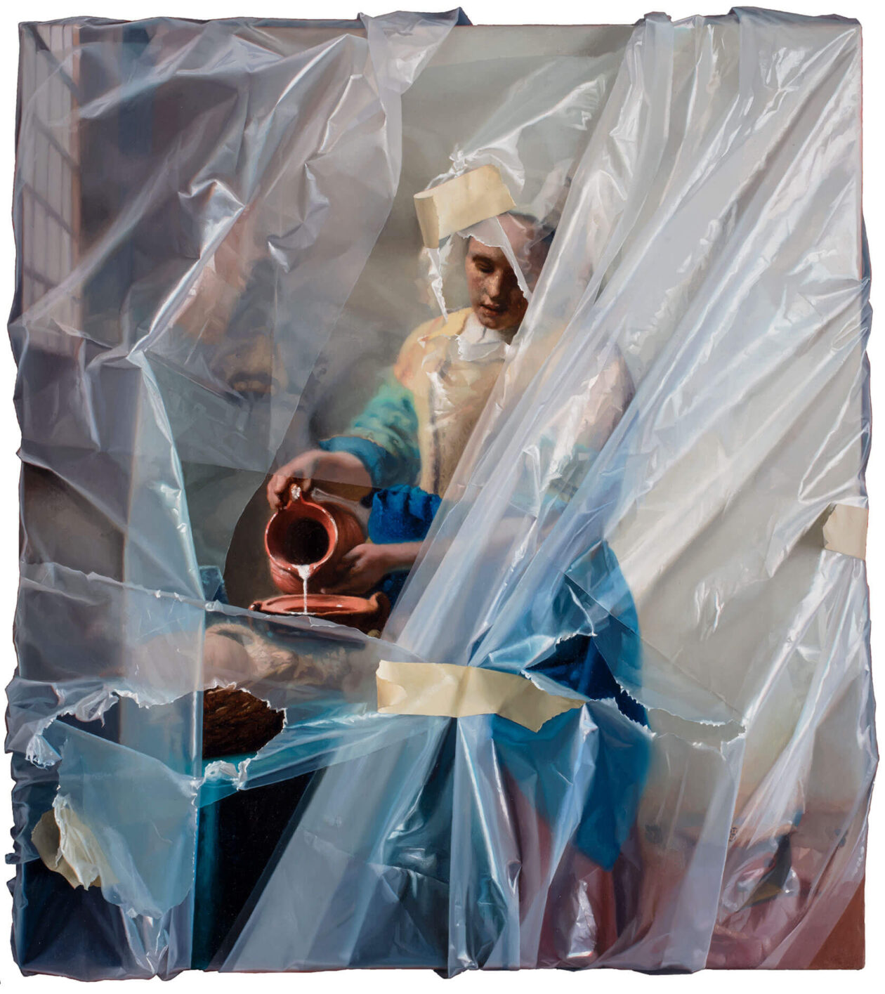 Robin Eley’s Paintings Of Plastic Wrapped Iconic Artworks (12)