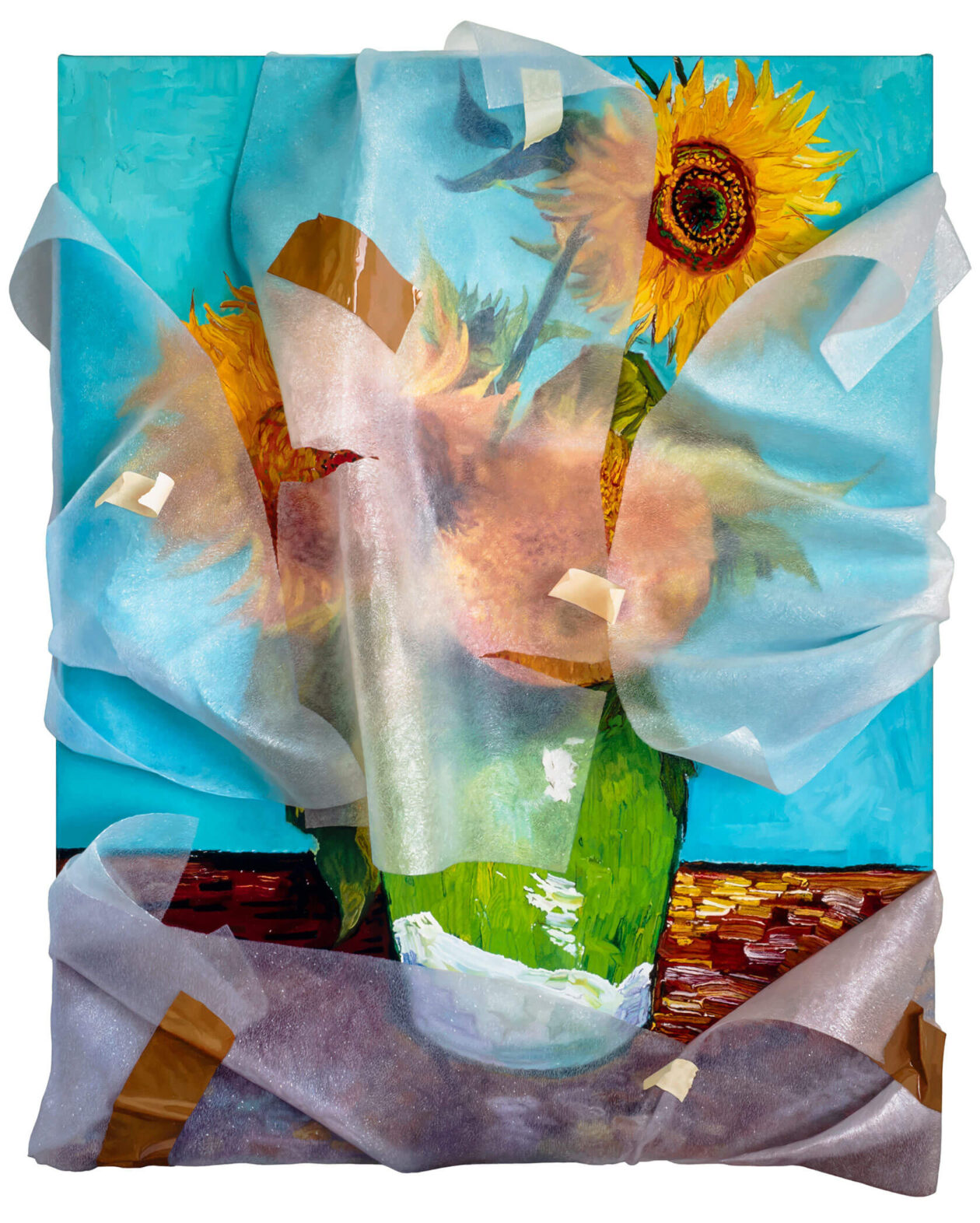 Robin Eley’s Paintings Of Plastic Wrapped Iconic Artworks (3)