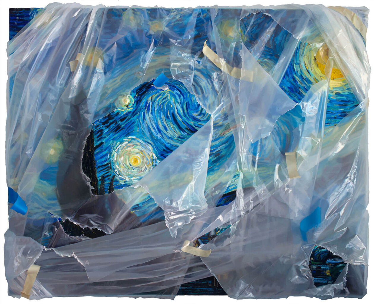 Robin Eley’s Paintings Of Plastic Wrapped Iconic Artworks (8)