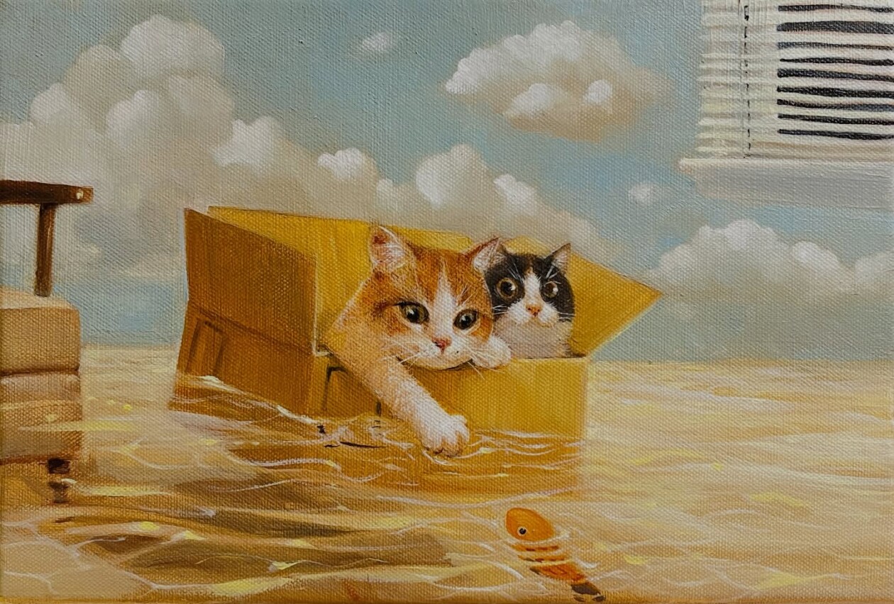 Ricky Wei's Anthropomorphic Cat Paintings (7)