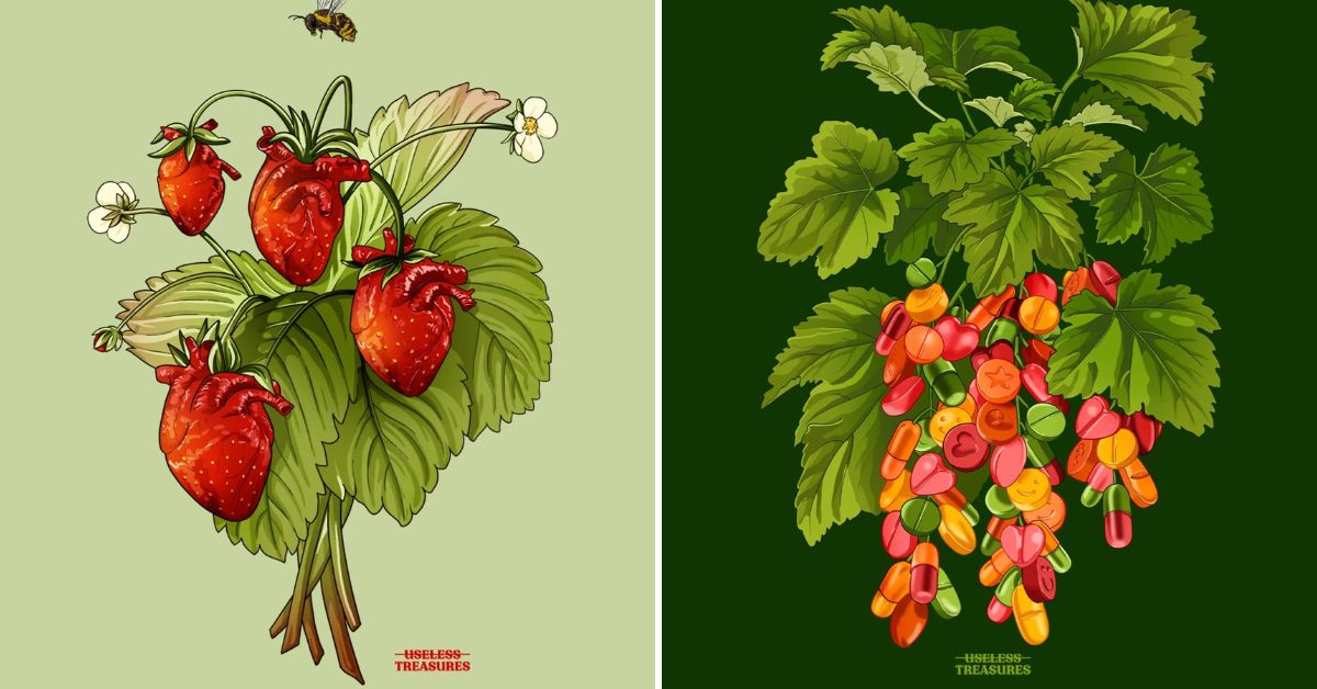 Useless Treasures: dark surrealist botany illustrations