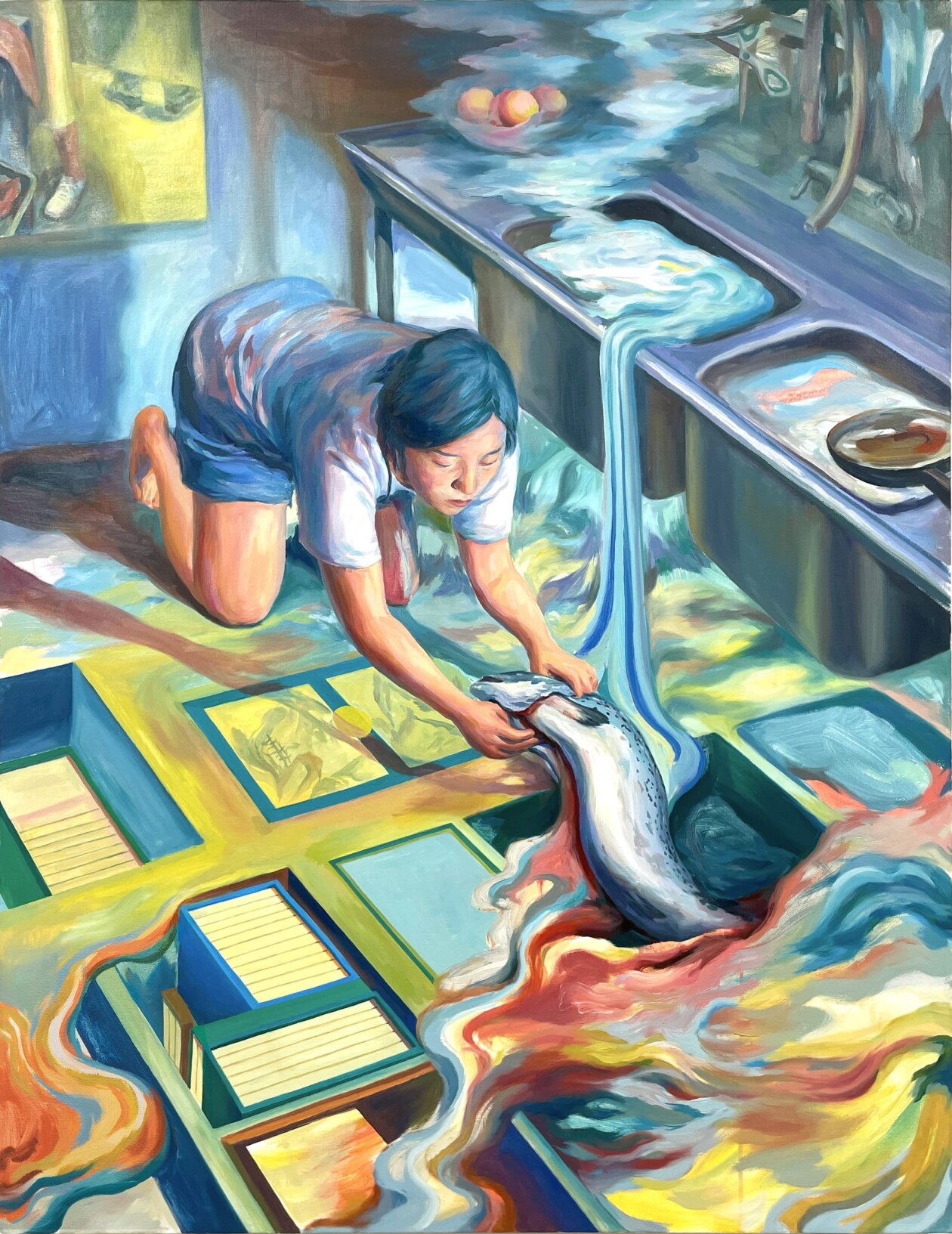 Janice Yang's Paintings Of Symbolic Salmon And Kitchen Scenes (3)