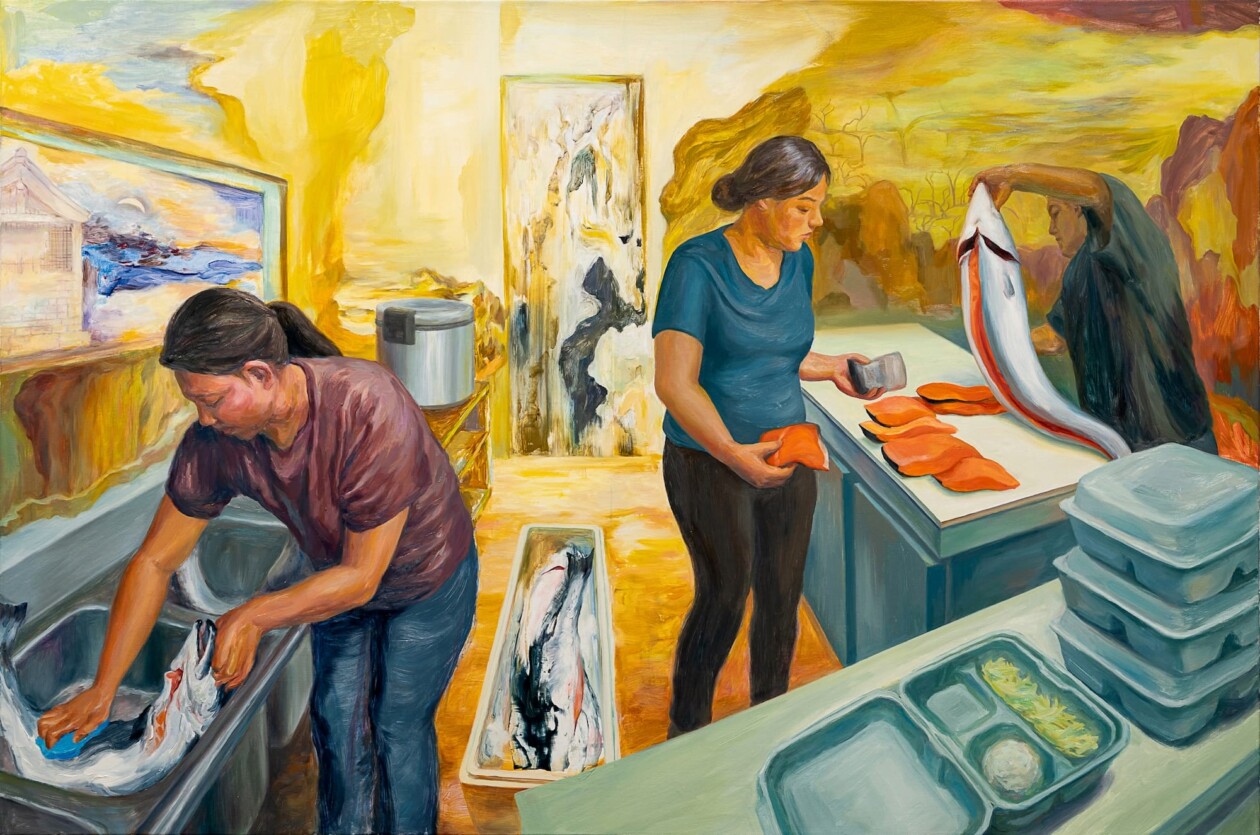 Janice Yang's Paintings Of Symbolic Salmon And Kitchen Scenes (5)