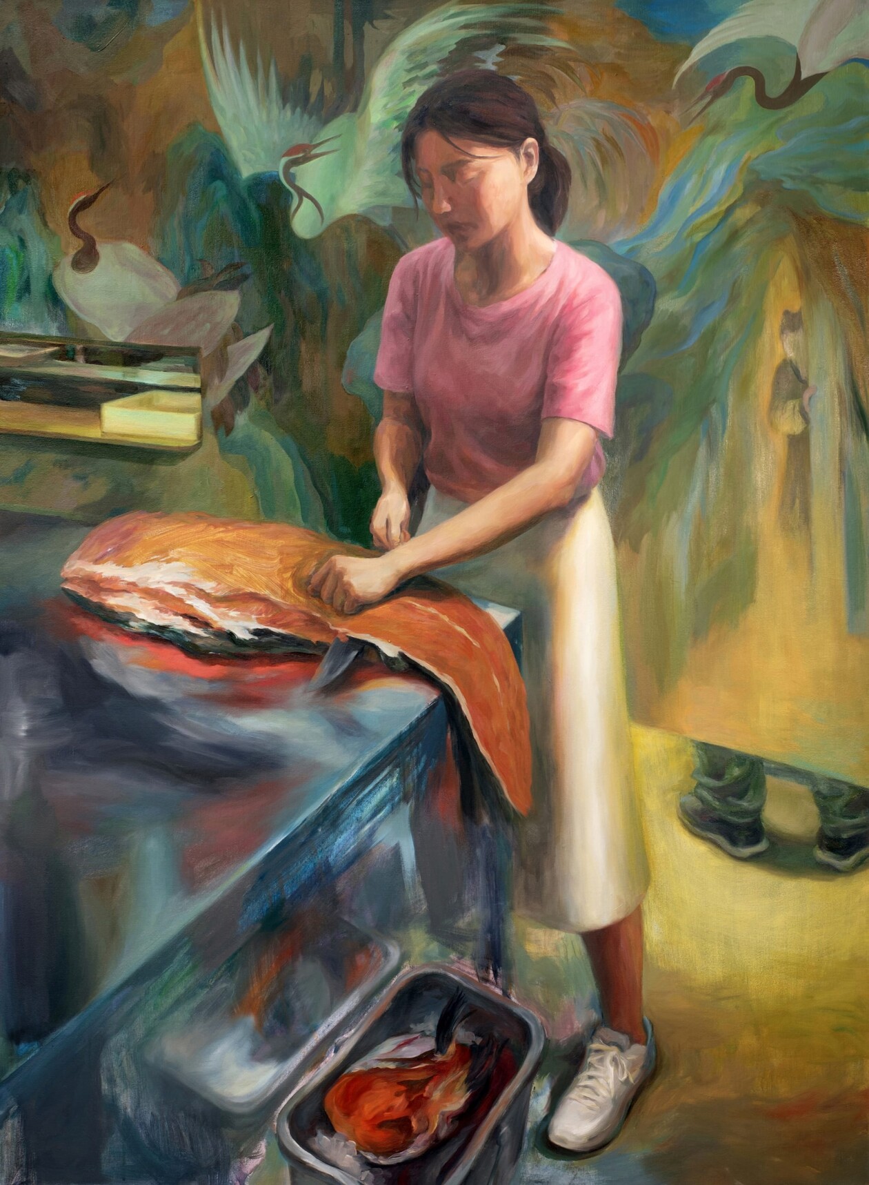 Janice Yang's Paintings Of Symbolic Salmon And Kitchen Scenes (6)