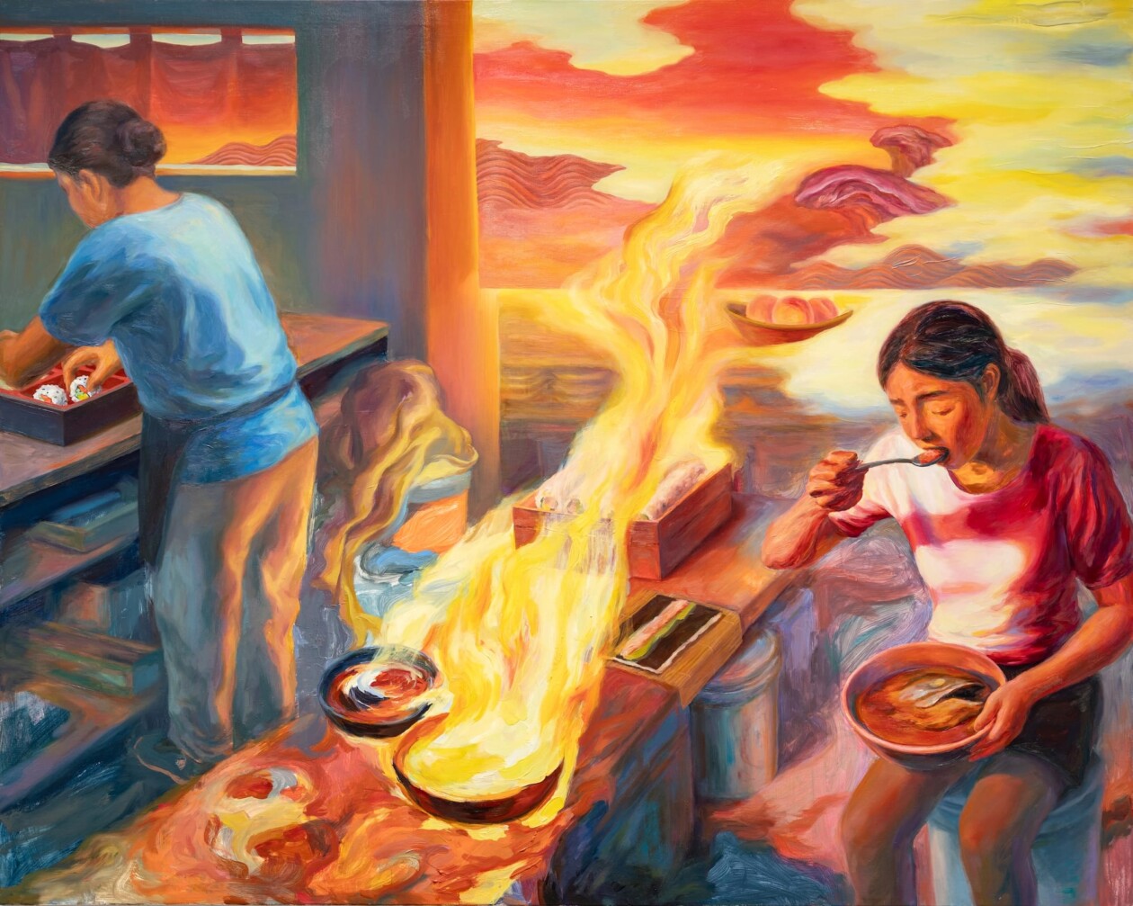 Janice Yang's Paintings Of Symbolic Salmon And Kitchen Scenes (8)